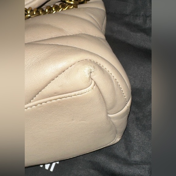 Saint Laurent Small Loulou Puffer Bag Beige Lambskin Leather Gold + Dust Bag - Picture 7 of 11